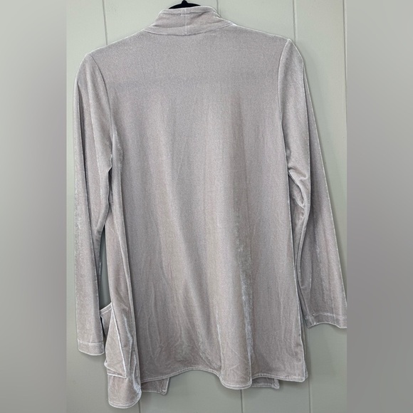 Soft Surroundings Velour Cardigan Natural Tan Shacket Womens Small Petite - Picture 2 of 9